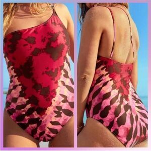 AERIE | One Shoulder Asymmetrical Tie Dye One Piece Swimsuit Women’s Size Small